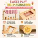 Wooden Ice Cream Cart Pretend Play Set for Kids 3+ Years - Image 2
