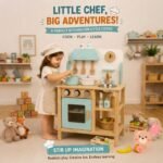 Wooden Kids Kitchen Play Set with Sink & Oven for Kids