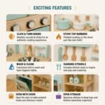 Wooden Kids Kitchen Play Set with Sink & Oven for Kids - Image 2