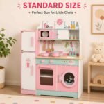 Wooden Kids Kitchen Set with Fridge, Oven & Sink Toy For Kids - Image 4