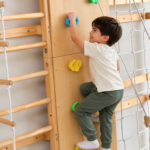 Wooden Indoor Climbing Gym for Kids with Climbing Wall, Rope Net, Ladder, Gym Rings & Monkey Bars For kids - Image 2