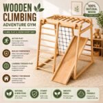 Wooden Climbing Adventure Gym with Slide | Indoor Montessori Jungle Gym for Kids