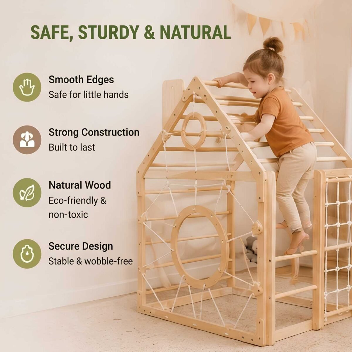Wooden Montessori Climbing Cube | Indoor Activity Gym & Climbing Play Set for Kids - Image 2