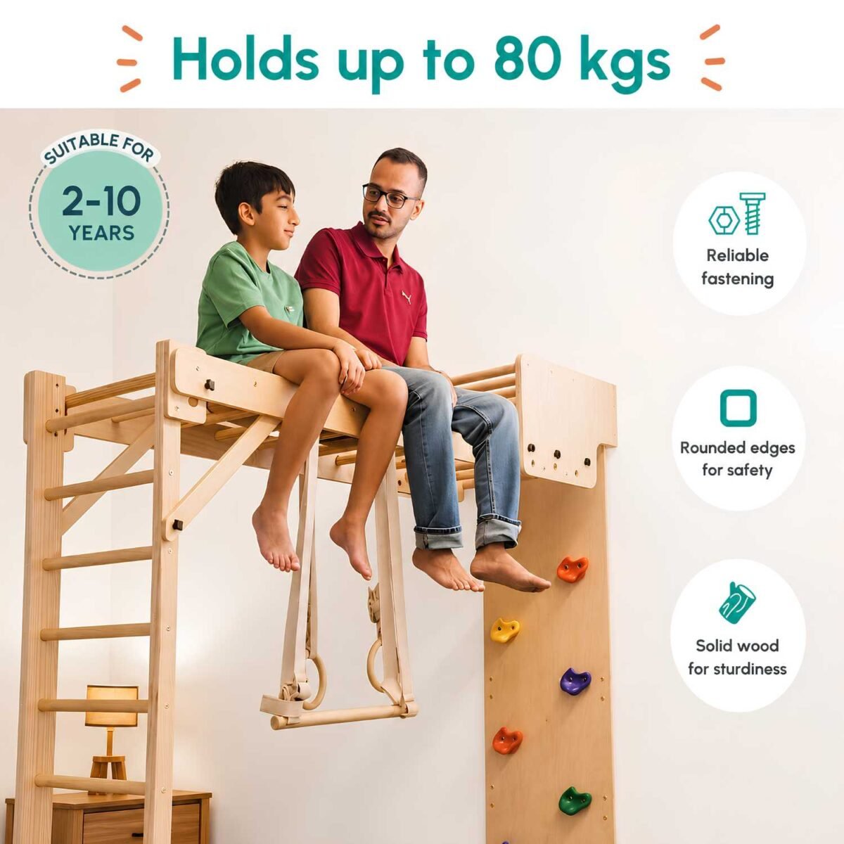 A versatile wooden indoor climbing gym designed for active play for kisd - Image 3