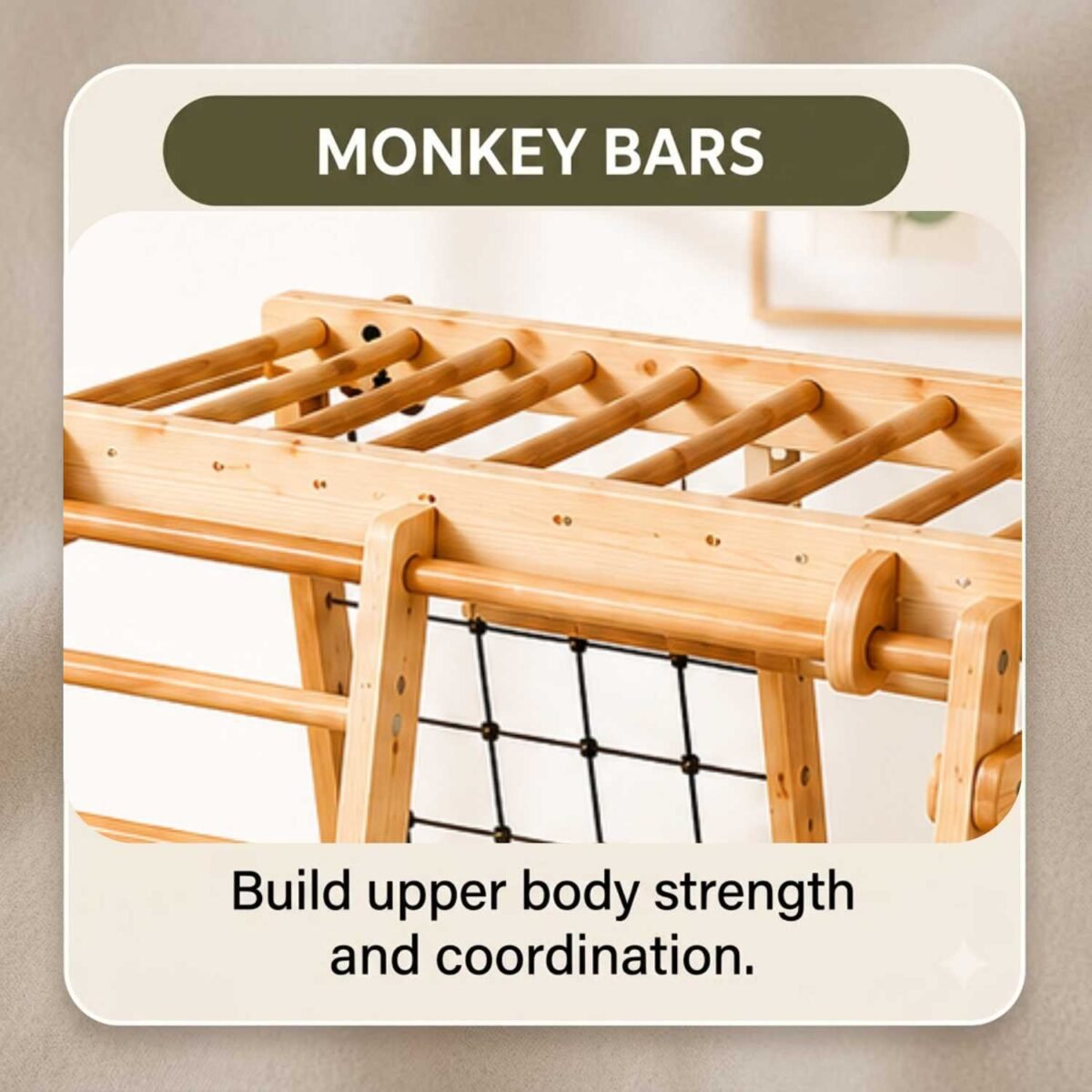 Wooden Climbing Adventure Gym with Slide | Indoor Montessori Jungle Gym for Kids - Image 2