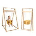 Wooden Baby Swing with Adjustable Safety Seat | Indoor & Outdoor Kids Swing