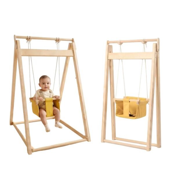Wooden Baby Swing with Adjustable Safety Seat | Indoor & Outdoor Kids Swing