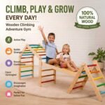 Wooden Climbing Adventure Gym with Slide | Montessori Indoor Climbing Play Set for Kids
