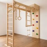 A versatile wooden indoor climbing gym designed for active play for kisd