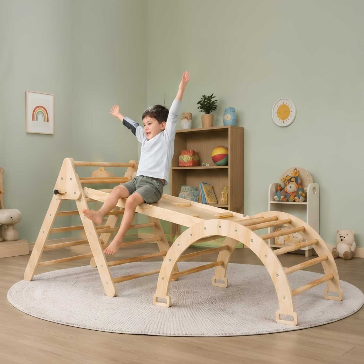 Wooden Montessori Climbing Set for Kids Indoor Play Gym - Image 5