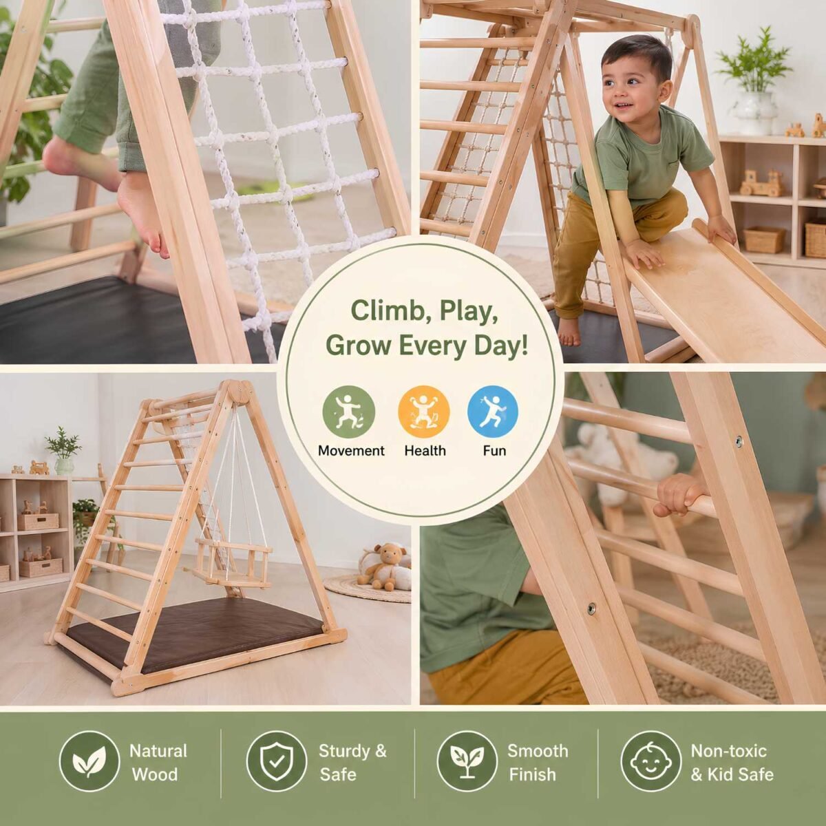 Wooden Indoor Climbing Play Structure for Kids Montessori - Image 3