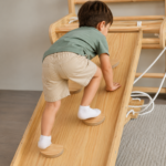 Wooden Indoor Climbing Gym for Kids with Climbing Wall, Rope Net, Ladder, Gym Rings & Monkey Bars For kids - Image 6