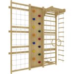 Wooden Indoor Climbing Gym for Kids with Climbing Wall, Rope Net, Ladder, Gym Rings & Monkey Bars For kids - Image 5