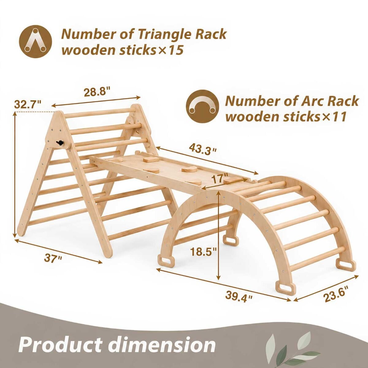 Wooden Montessori Climbing Set for Kids Indoor Play Gym - Image 8