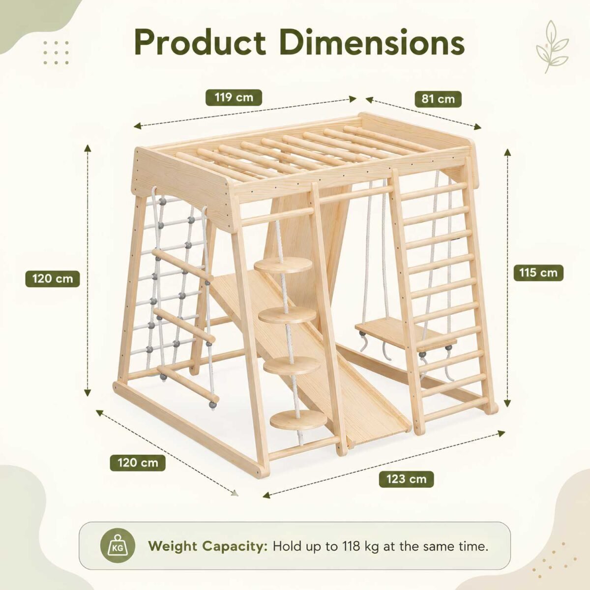 Wooden Indoor Climbing Gym Playset for Kids Montessori Toys - Image 7