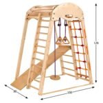 Wooden Jungle Gym with Swing & Climbing Set for Kids - Image 7